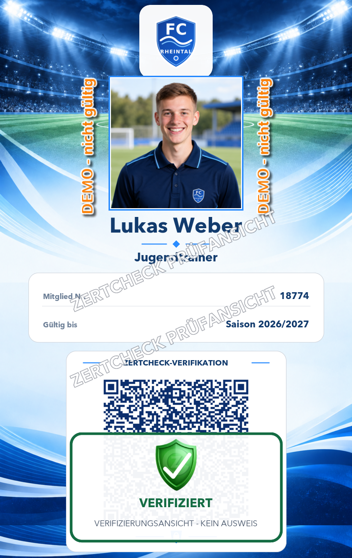 Beispiel eines verifizierbaren Vereinsausweises