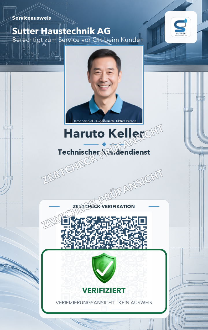 Beispiel eines verifizierbaren Mitarbeiterausweises