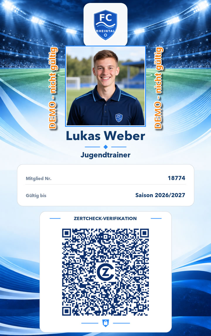 Beispiel eines online verifizierbaren Ausweises mit ZertCheck